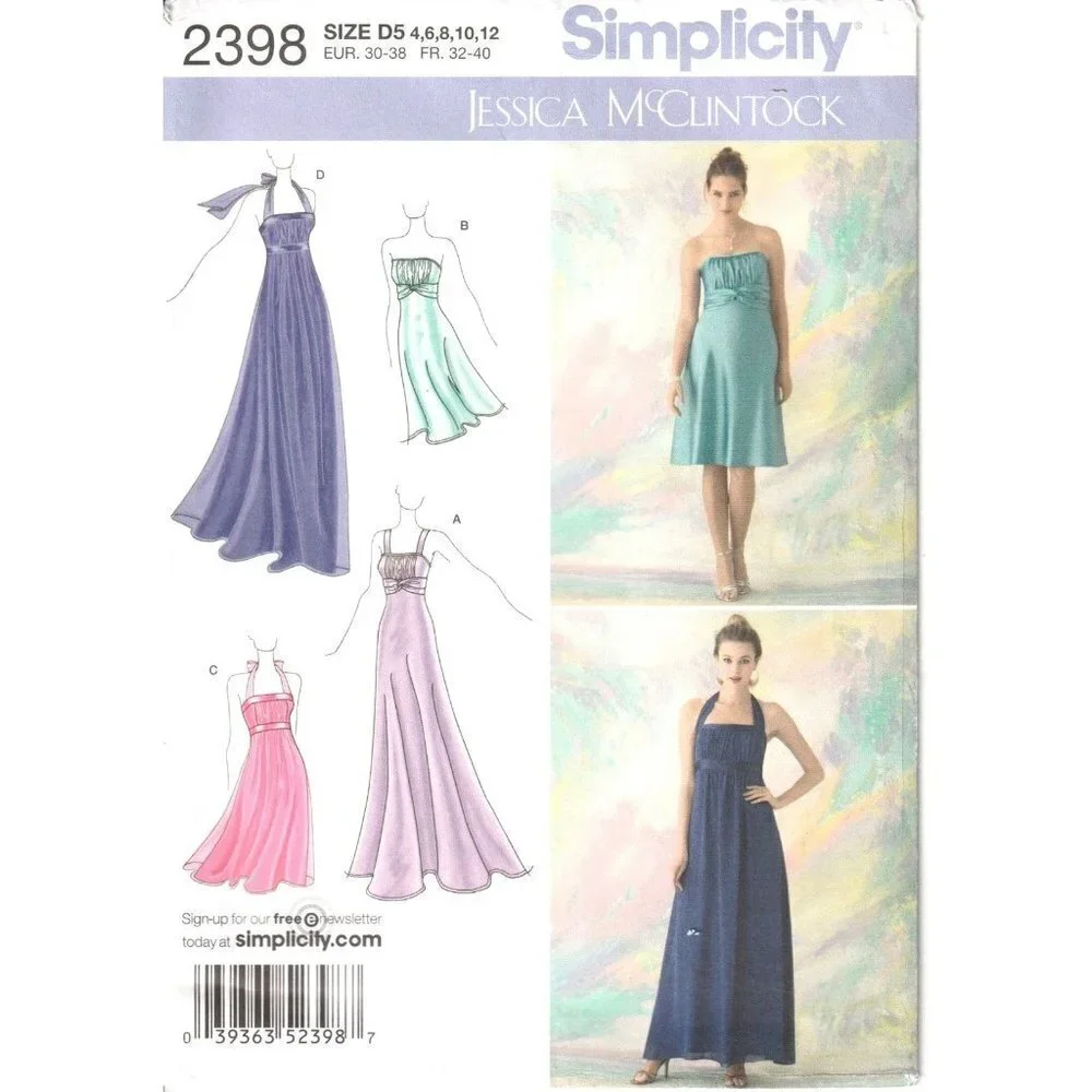 Simplicity Sewing Pattern 2398 Jessica McClintock Party Dress‎ Misses Size 4-12